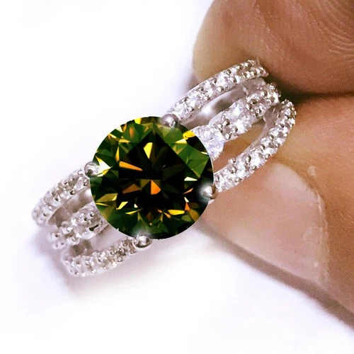 3 Ct Vvs1 Champagne Brown Round Moissanite Wedding Ring Sterling Silver Size 7