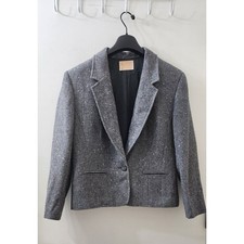Pendleton Grey Herringbone Virgin Wool Blazer Jacket T402-720 Size 12 USA Made
