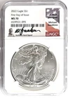 2022 SILVER EAGLE FIRST DAY ISSUE NGC MS70 MICHAEL GAUDIOSO SIGNED FLAG LABEL