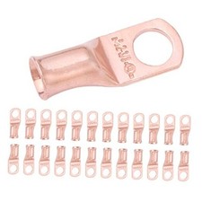 pcs 2 AWG 3/8" Stud Battery Lugs, 2 Awg - 3/8" M10 Ring 25 Bare Copper Lugs
