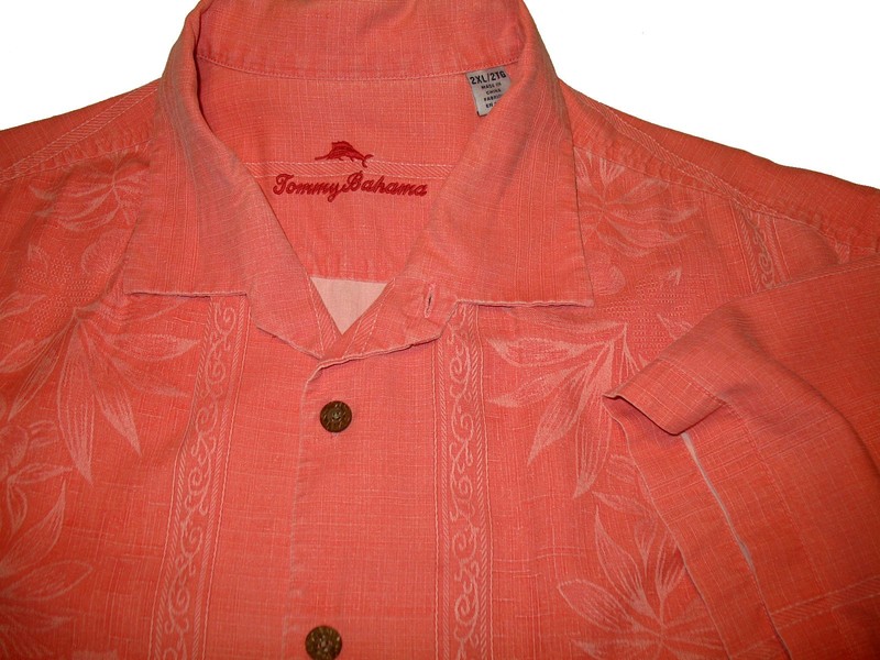 TOMMY BAHAMA 100% Washable Silk Hawaiian Shirt (2XL) Sewn Marlin Logo In Neck