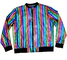 Wulful Metallic Multicolor Jacket Men's Medium Long Sleeve Shiny Holographic