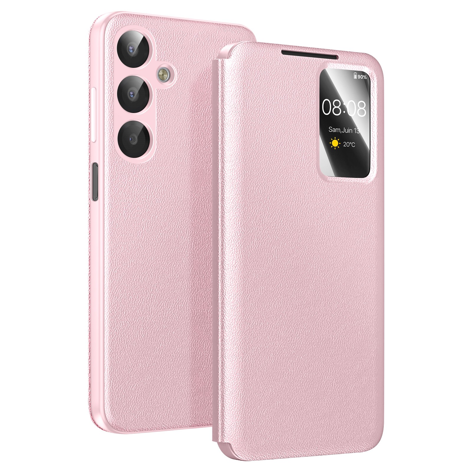 Étui Rose pour Galaxy A17 Avizar avec Fenêtre Smart View