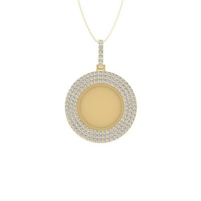 14k Yellow Gold Lab Grown Diamond Bling Pendant Necklace 18'' Silver Chain