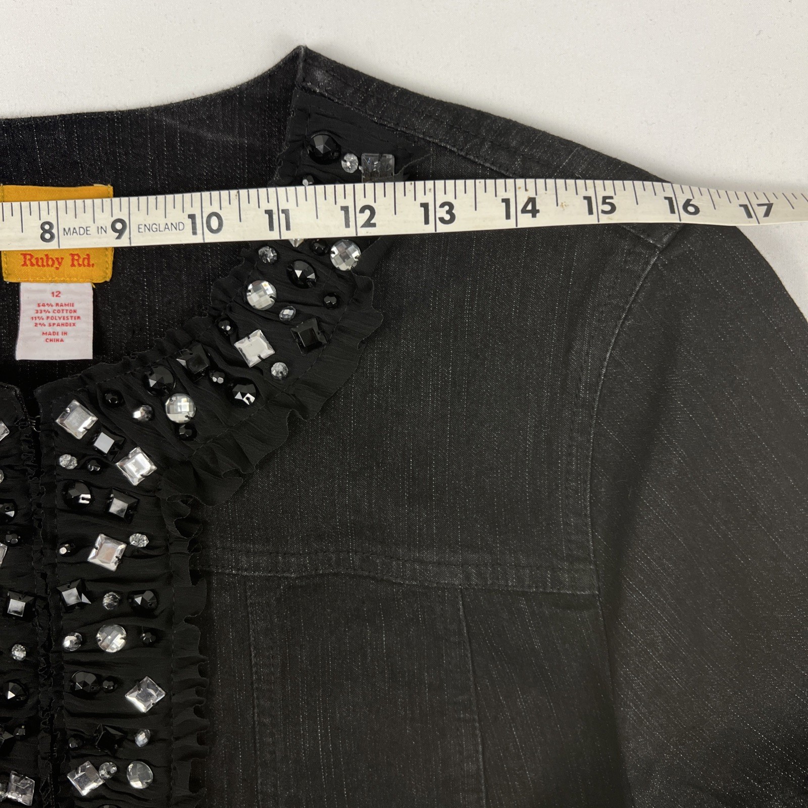 Ruby Rd. Jacket  Womans Size 12 Black with Rhines… - image 11