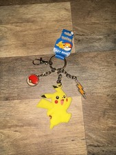 Nintendo Pokemon Soft Touch Pikachu Lightning Bolt PokeBall Keychain Key Ring