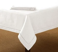 White Cotton Hemstitch Tablecloths 60" x 104" / 60" x 120"