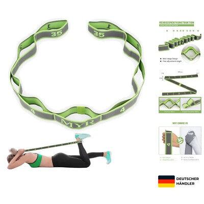 Yoga Stretching Band aus Nylon 9 Schlaufen - Flexible Dehnungs- und Fitnesstr...