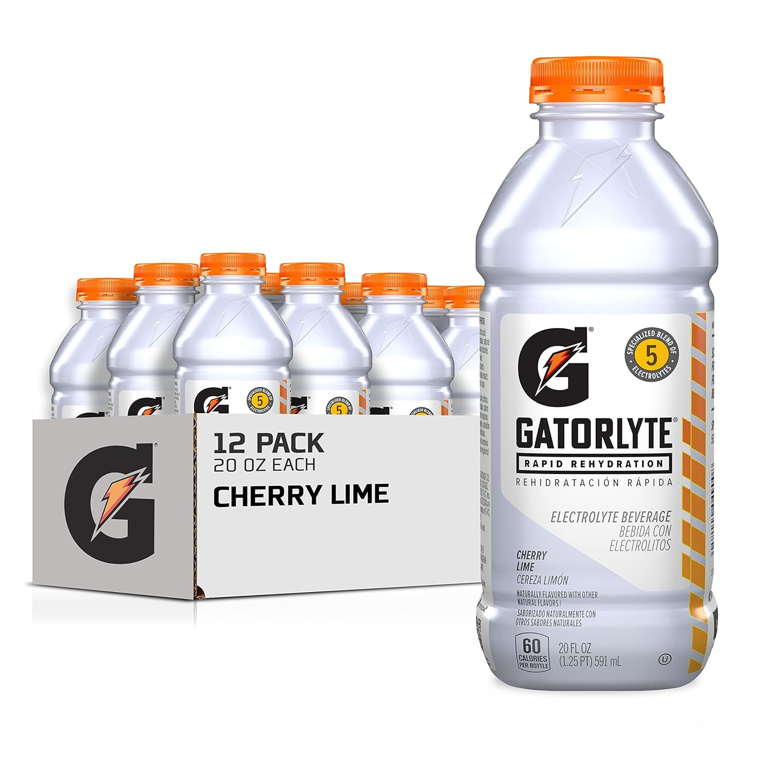 Gatorlyte Rapid Rehydration Electrolyte Beverage, Cherry Lime, 20 Oz Bottles (Pa