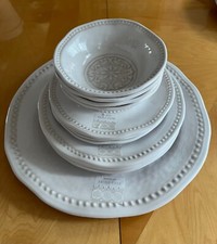 NEW BOHO LIVING White Melamine Dinner Salad Plates Ball & Serving Plate 13 Set