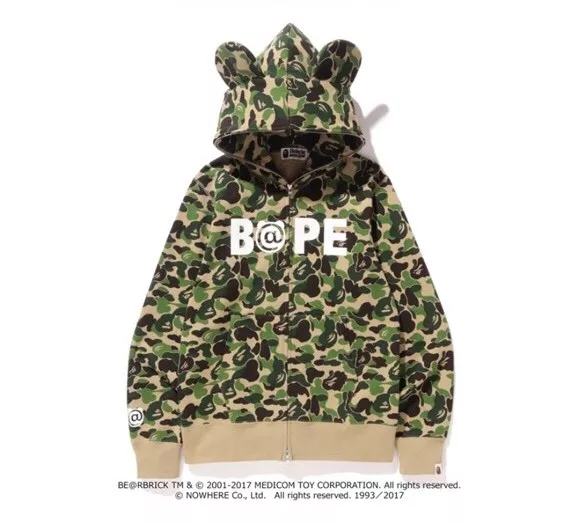A Bathing Ape ABC BE@R Full Zip Hoodie Green Camo Size Large Bape X  Be@rbrick | eBay