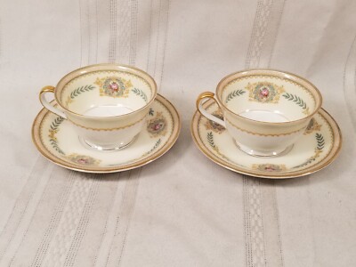 2 Ciro Noritake flat tea Cup & Saucers
