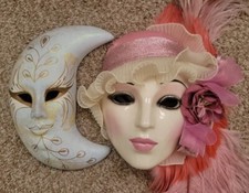 Pair Of 1980s Mask Wall Art - Crescent Moon F...