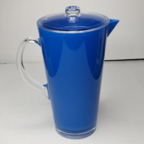 Vintage Acrylic Blue Pitcher Unbranded With Lid 2 Quart MCM