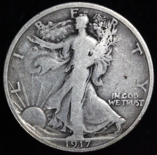1917 S Rev MM Walking Liberty 50¢ Fine