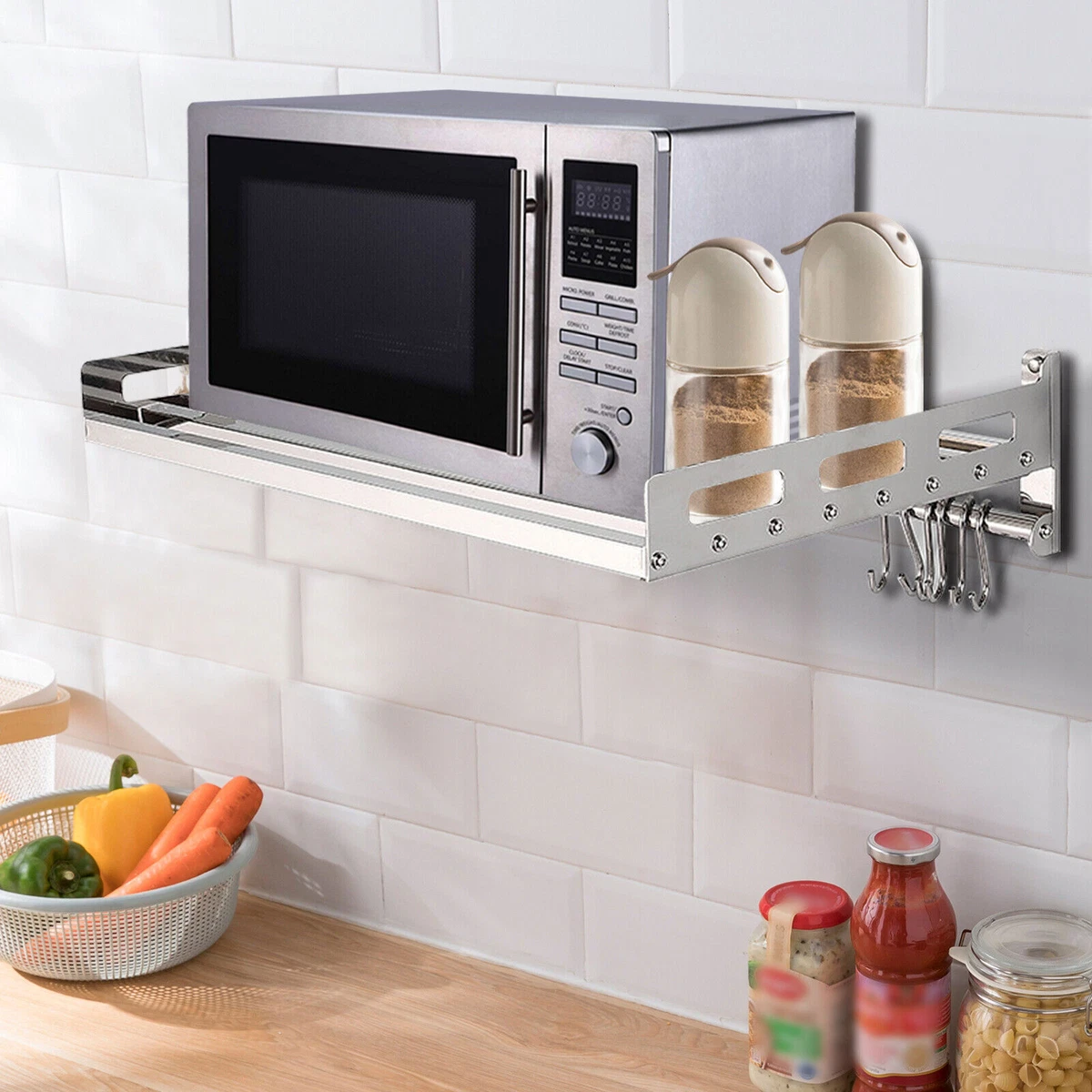 Silver Wall Mounted Microwave Oven Rack