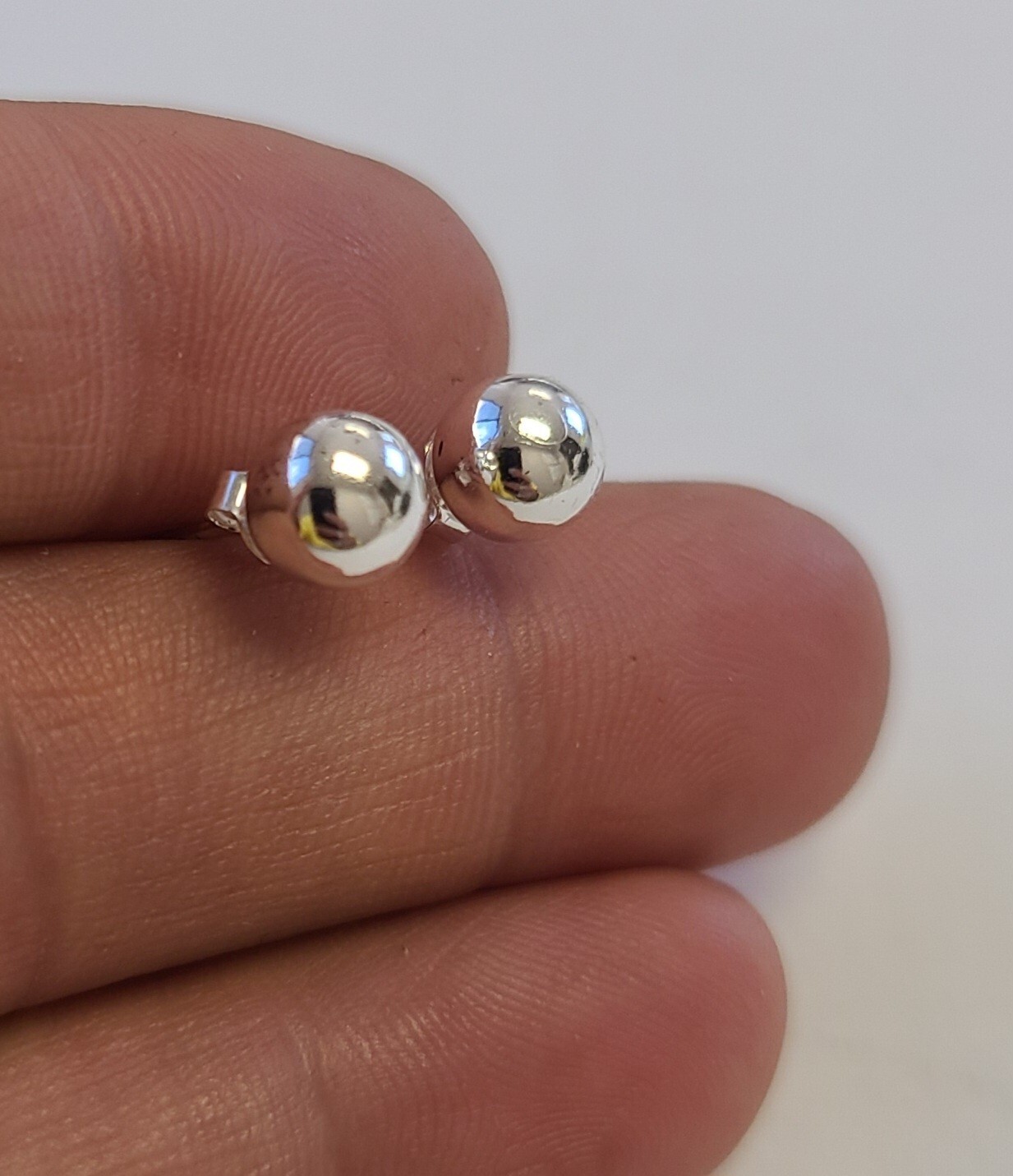 Sterling 925 Solid Silver Ball Stud Earrings 7mm … - image 1