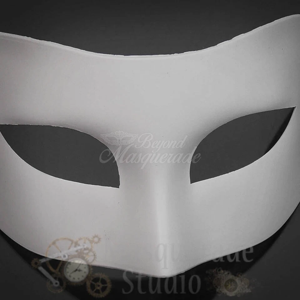 Mens Eye Mask Phantom of the Opera Venetian Minimalist Masquerade Mask [White] - Image 4 of 4