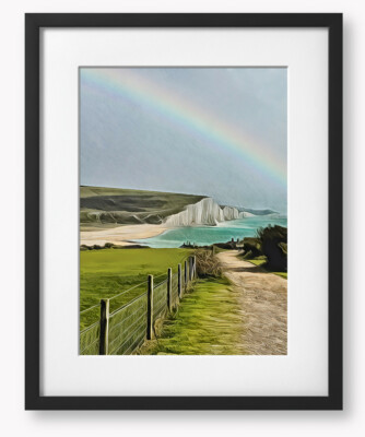 Digitale Kunst, gerahmt in schwarz. Sieben Schwestern, Sussex. Größe: 40 x 50 cm 