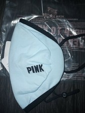 NEW Victoria Secret pink REUSABLE Washable Face MAsk lt blue with Logo