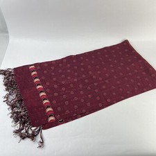 Scarf 45 inch plus Fringe Maroon Wine Color Circle Dot Design Vintage 