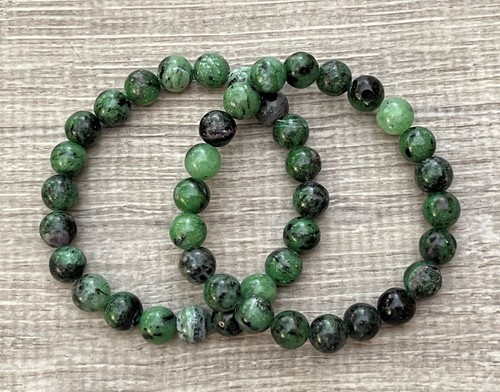 Grade A++ Ruby Zoisite Bead Bracelet 8mm, Genuine Ruby Zoisite Gemstone Bracelet - Picture 9 of 9