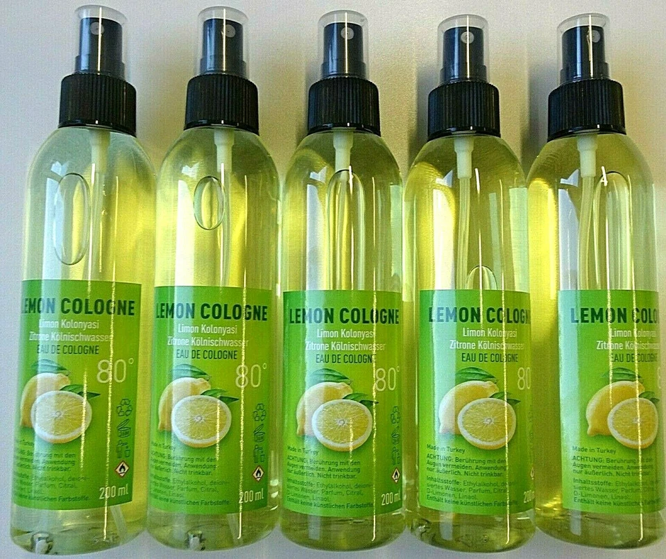 LEMON COLOGNE Limon Kolonyasi 80° Kölnisch Wasser Desinfektion Zitrone Duftspray 5x 200ml