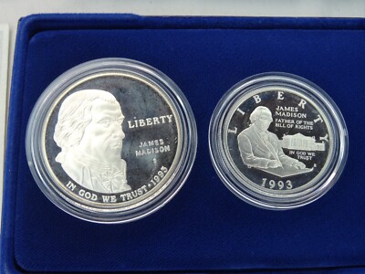1993-S Bill of Rights Proof Silver Dollar & Half US Mint 2 Coin