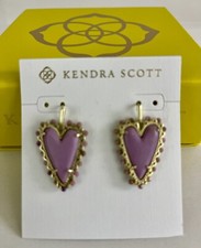 NWT KENDRA SCOTT Purple Lilac Phosphate Beaded Ansley Heart Drop Earrings 80