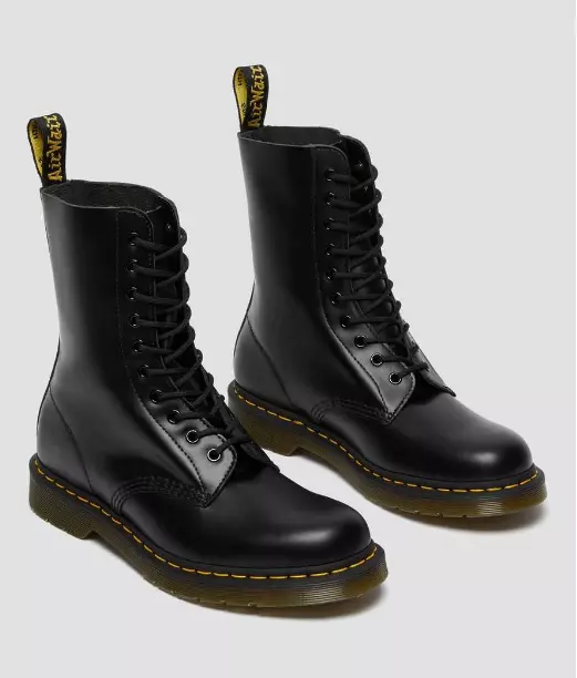 Dr. Martens 1490 Smooth Leather Mid Calf Boots Black NEW 11857001