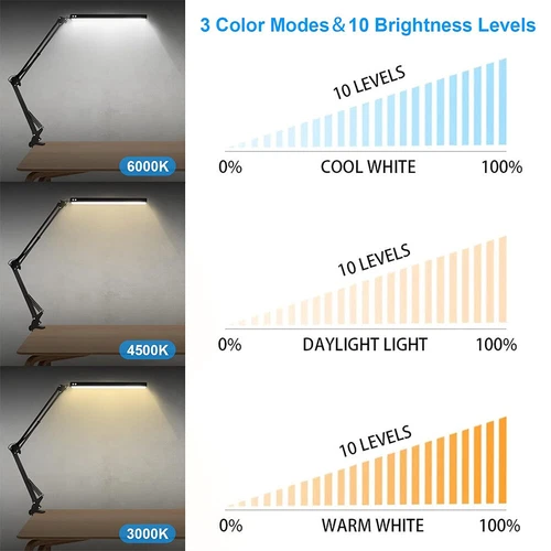 Bedside Desk Lamp Dimmable LED Table Light Study Reading Eye-Care with Control - Picture 5 of 12