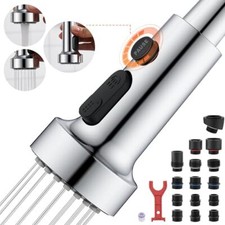 Kitchen Faucet Spray Head Replacement with 15 Adapters, Plastic Spray Nozzle