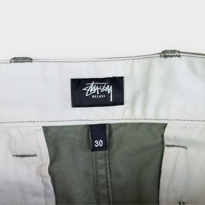 Stussy Deluxe Pants Mens 30x27 Green Chino Straight Leg