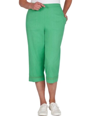 NEW Alfred Dunner Capri Pants Pull On Tiki Time Tangerine Orange Lime Green  16P