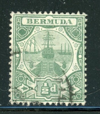 BERMUDA 33 SG36 Used 1909 1/2p grn Dry Dock Wmk Mult Crown CA CV$5 | eBay