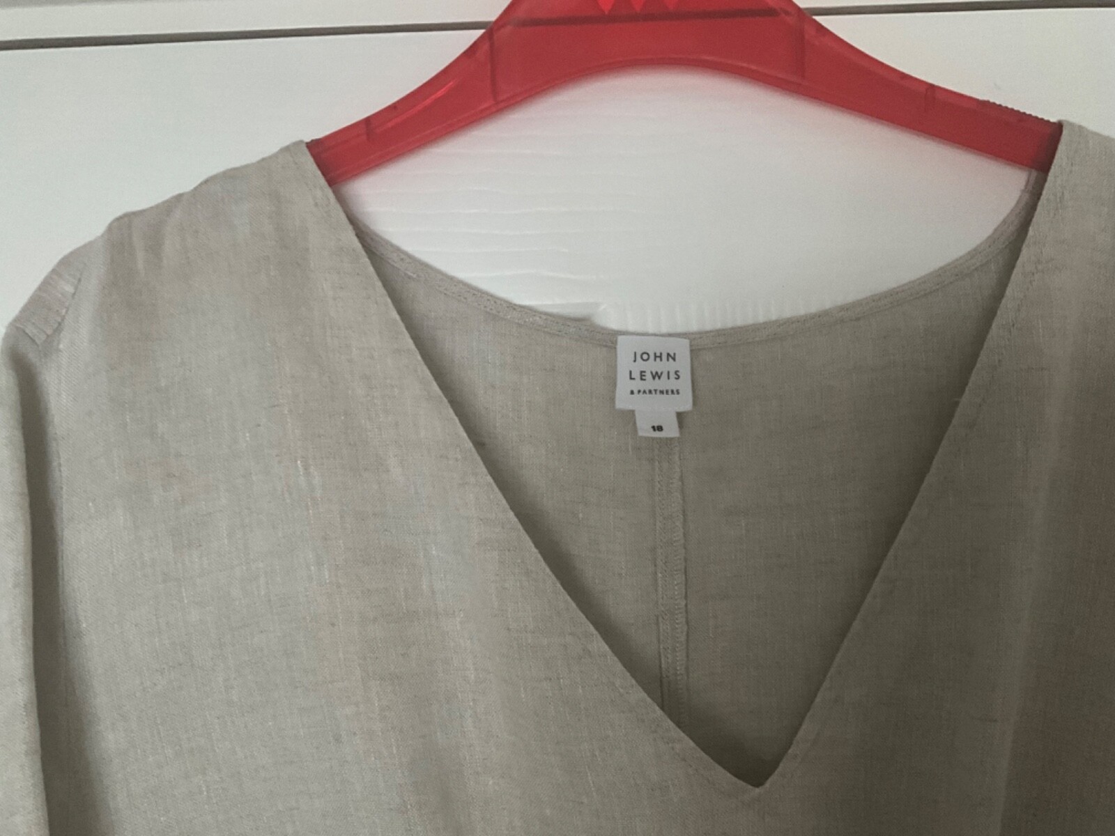 John Lewis VNeck 100 Linen Dress in Natural Size UK 18 eBay