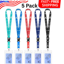 5 Pack Lanyard with Waterproof ID Badge Holders for Cruise Ship Cards, Essential