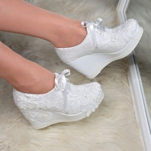 lace bridal wedges