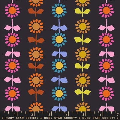 Catnap CANVAS Flowers on Black yard x 43 inches wide Ruby Star Moda Fabrics