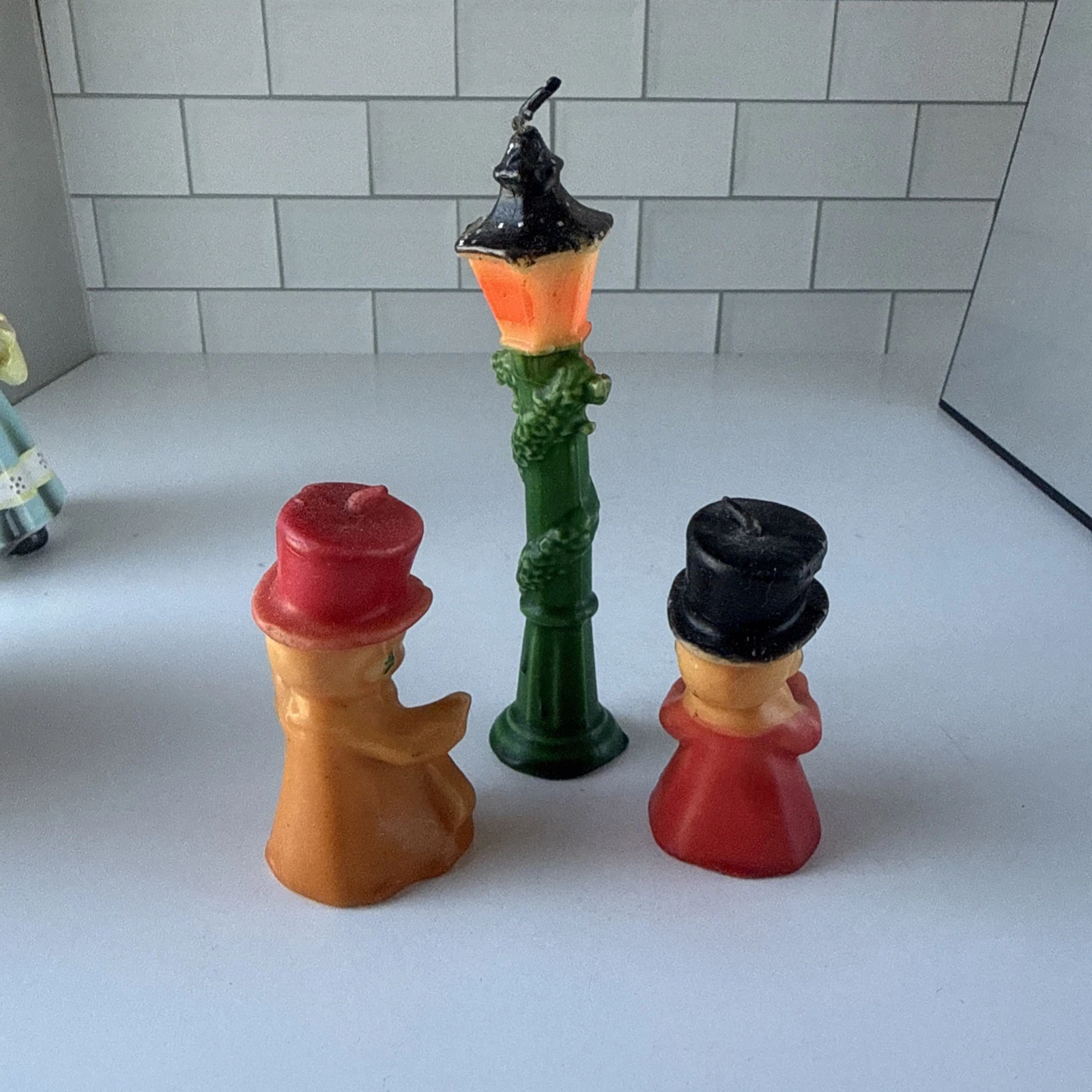 Vintage 1950s Gurley Christmas Candles Carolers Street Lamp Post Set of 3 image 9