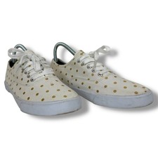 Zapatillas Prince & Fox Para Mujer 10 Blanco Dorado Lunares Parte Superior Baja Y2K Retro