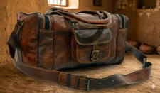 Upgrated Pelle Borsa Palestra Bagaglio Borsone Weekend per la Notte Vintage 16 "