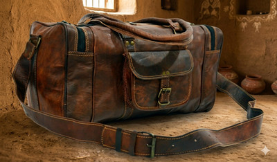 Upgrated Leder Tasche Gym Gepäck Duffel Wochenende Übernachtung Vintage 16'' Echt