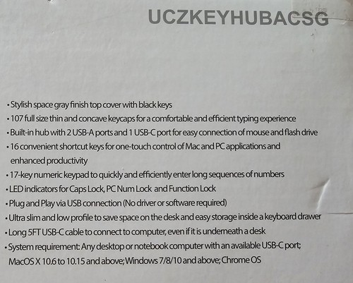 Macally Ultra Slim USB-C W/ 3 Ports Wired Keyboard for MAC WIN CHROME & MORE. - Picture 6 of 24