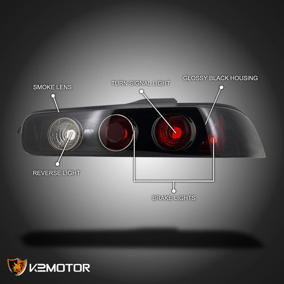 Black/Smoke Fits 1994-2001 Acura Integra 2Dr Tail Lights Brake Lamps Left+Right Foto 3 de 4