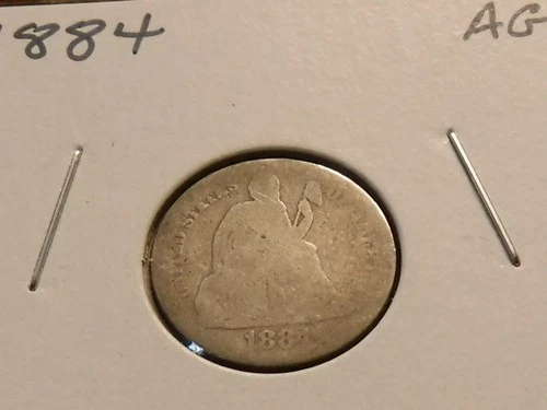 1884 Seated Liberty Dime ~ AG condition ~ 90% silver