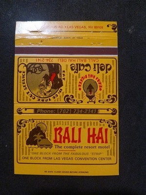 Bali Hai Motel and Deli Cafe Las Vegas Vintage Matchbook Cover