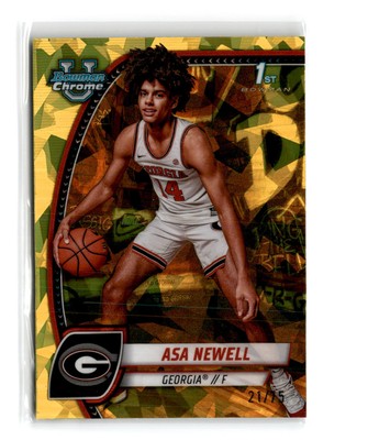 Asa Newell 2024-25 Bowman U 1st Chrome #8 Yellow Sapphire Refractor 21/75