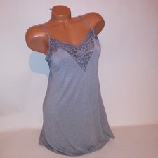 Victoria Secret Lingerie Chemise Slip Medium Gray Crochet Trim Sleepwear Wireles