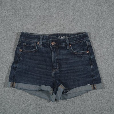 American Eagle Women's Shorts US 4 Dark Wash Denim High Rise Stretch Cuffed